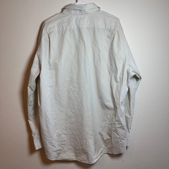Lacoste Men's Size 46 Long Sleeve Button Down Shirt White Pinstripe Classic Fit - Picture 7 of 7